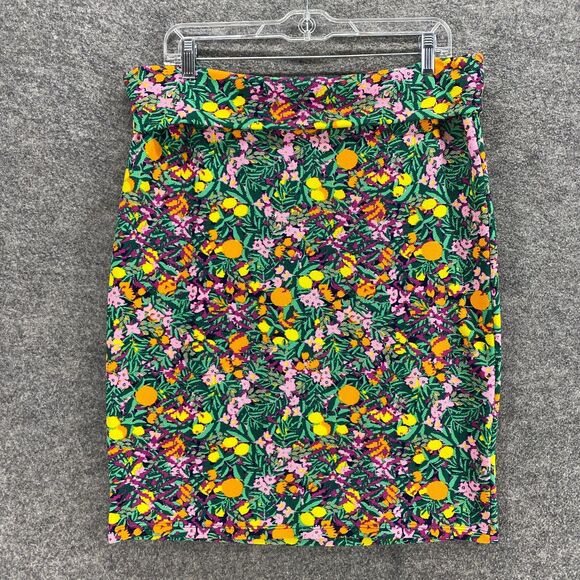 LulaRoe Skirt Women XL Green Floral A-Line Midi Mid Rise Zipper Casual Comfort - Picture 1 of 9
